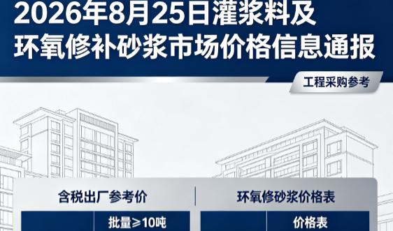 临渭2026年8月25日灌浆料及环氧修补砂浆市场价格信息通报